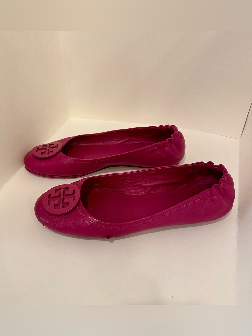 Tory Burch Hot Pink Logo Ballet Flats